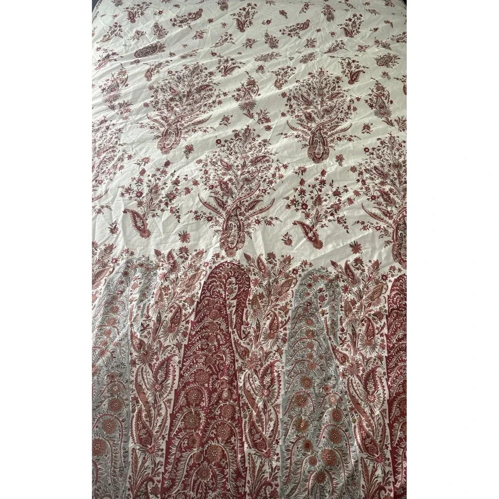 Pottery Barn‎ Queen Duvet Cover Red Blue Paisley Floral Boho 2011 Made in Israel